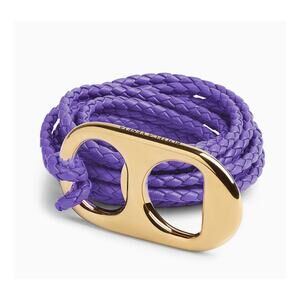 Bottega Veneta Can Opener Braided Lambskin Belt Purple Italy NWT